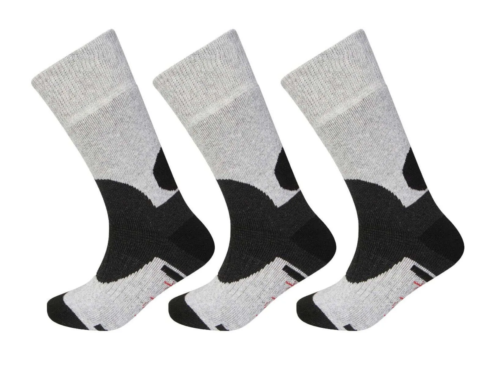 3 Pack Men's Wool Hiking Socks Reinforced Heel Toe Cushioned Arch Support Thermal Boot Socks Sizes UK 6-11 EU 39-45 Grey Black by Sock Stack