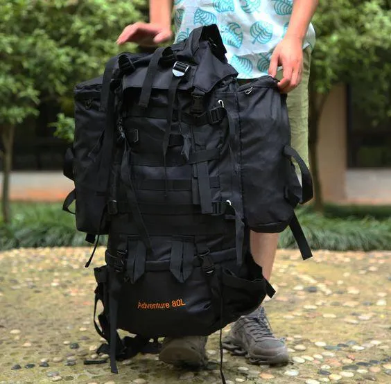 80L Hiking Backpack with Rain Cover-Black