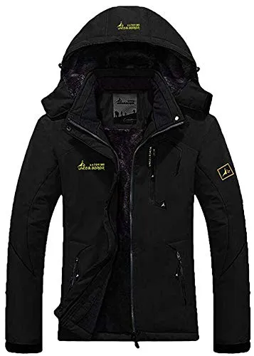 AbelWay Women's Outdoor Mountain Waterproof Windproof Fleece Ski Hooded Jacket Rain Coat(Black,S)