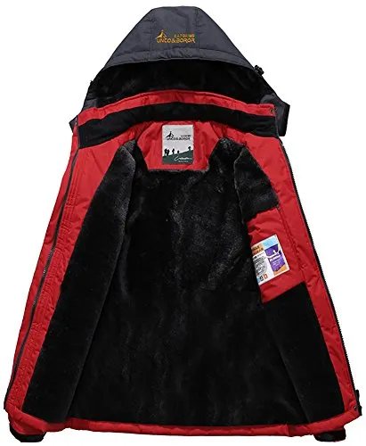 AbelWay Women's Outdoor Mountain Waterproof Windproof Fleece Ski Hooded Jacket Rain Coat(Black,S)