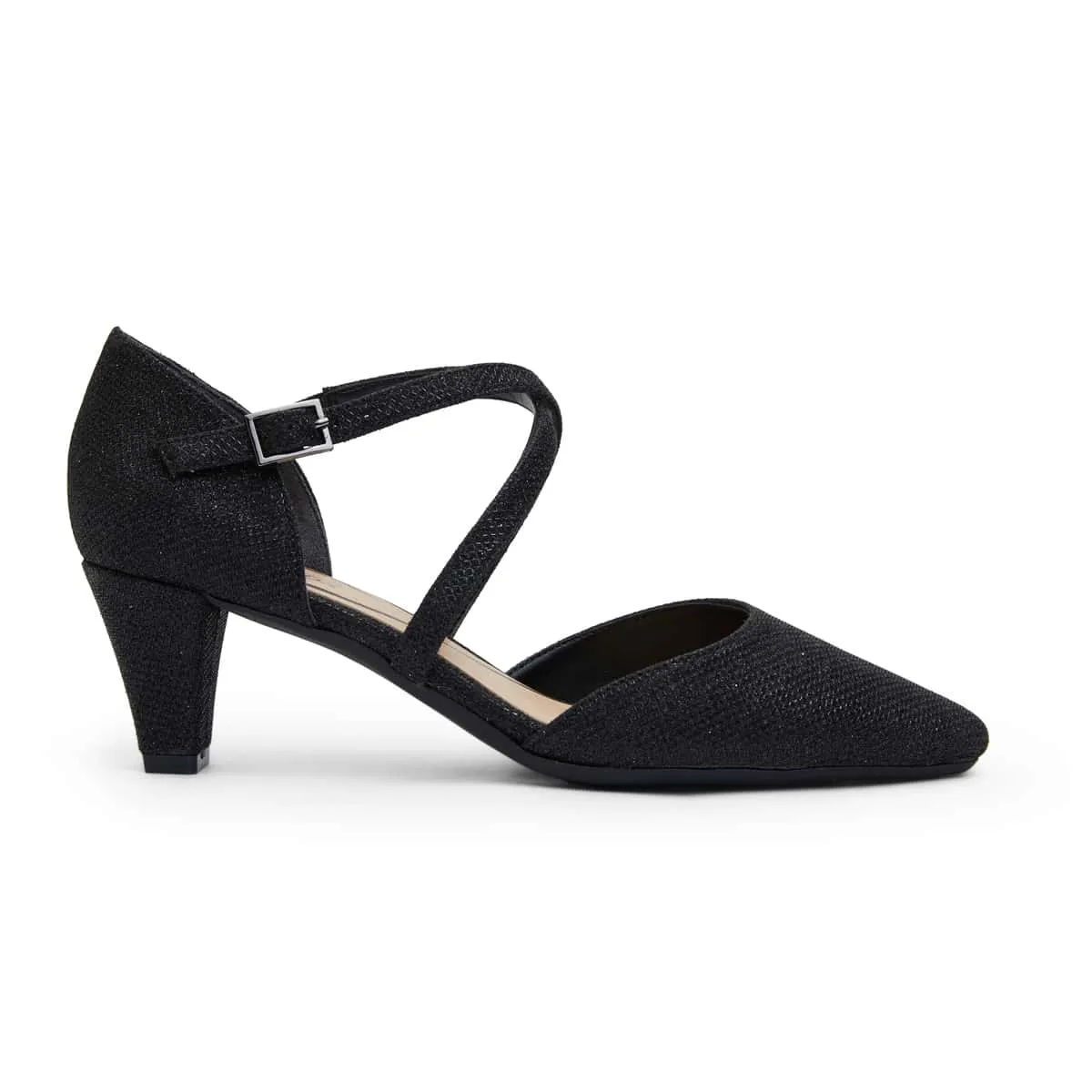 Adison Heel in Black Shimmer Fabric