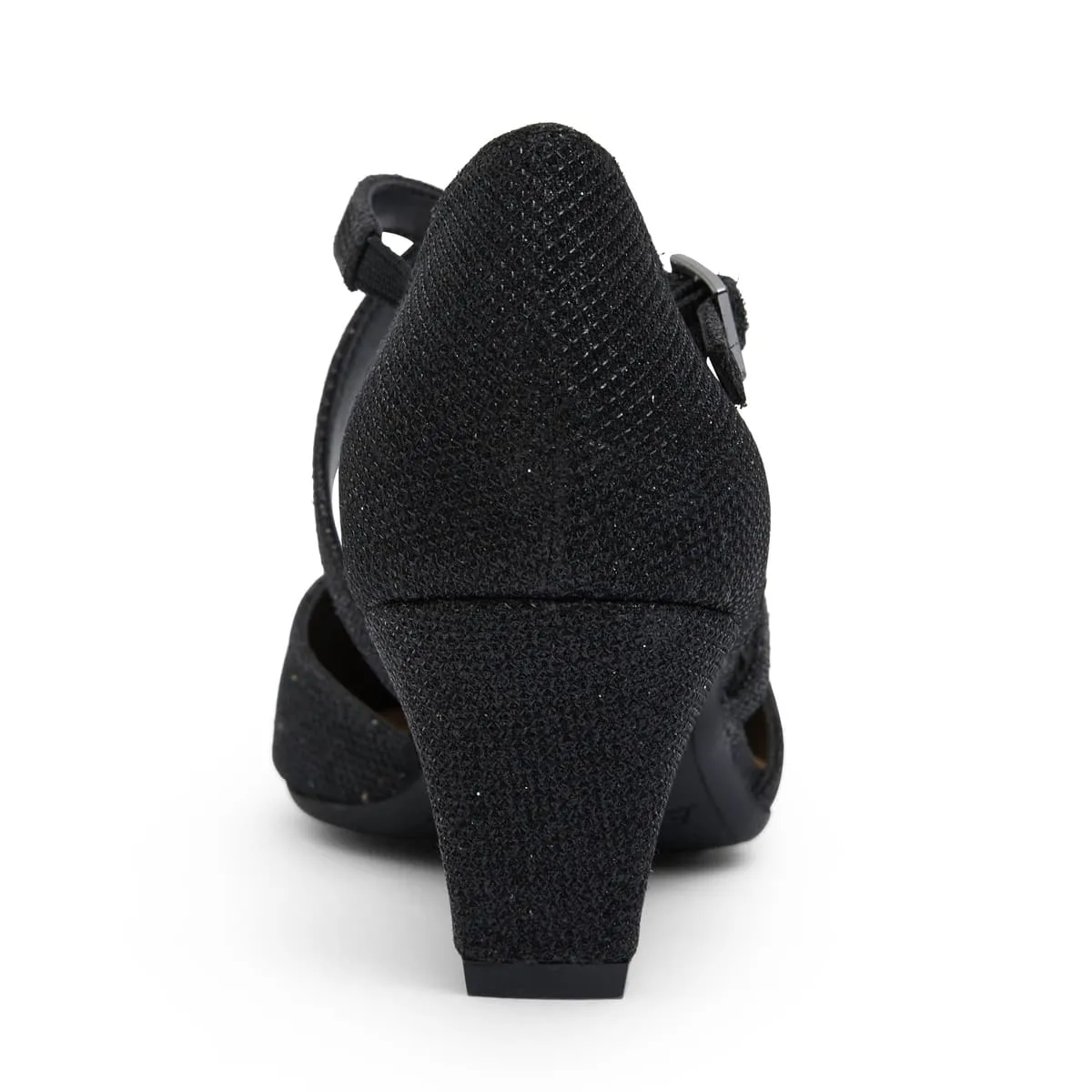 Adison Heel in Black Shimmer Fabric