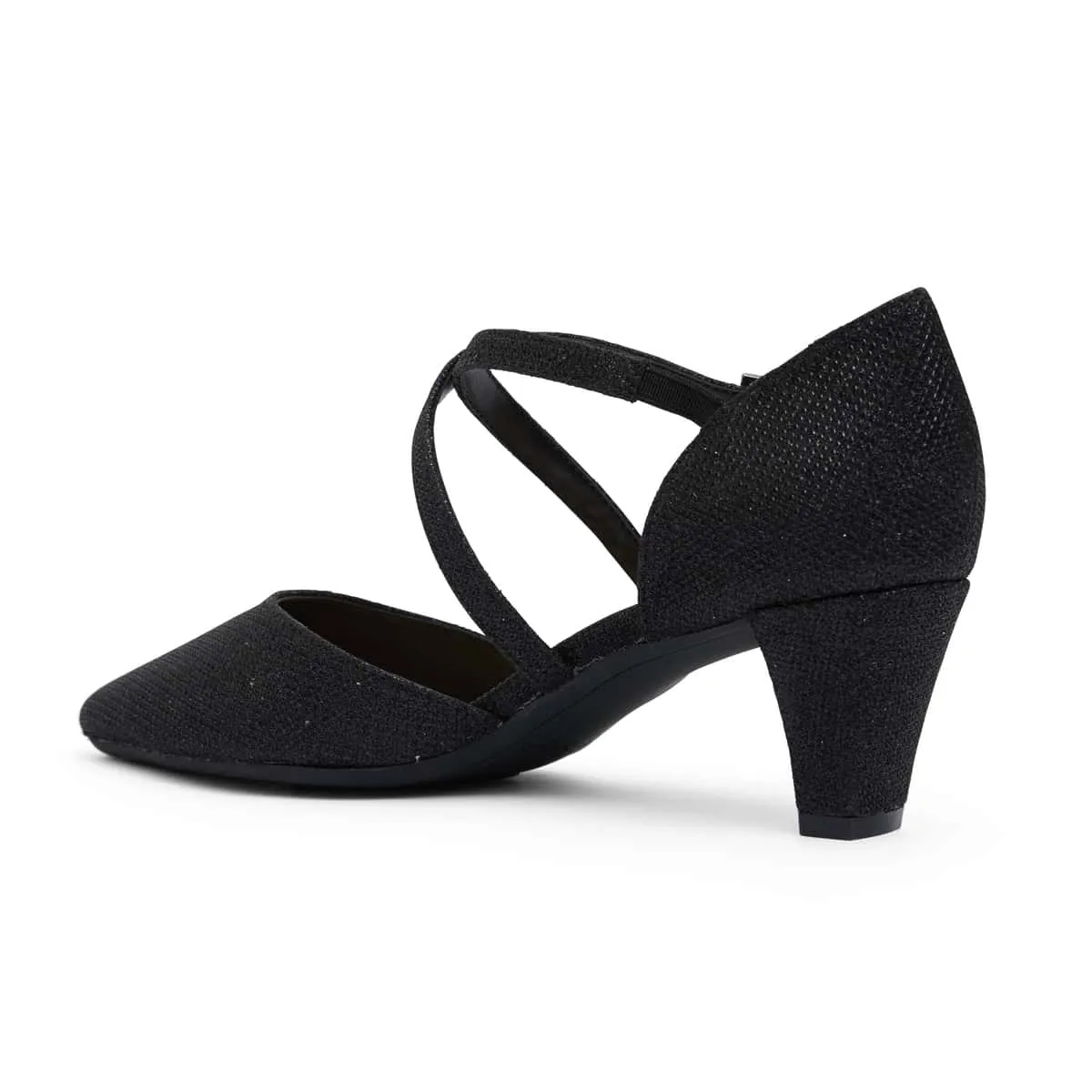 Adison Heel in Black Shimmer Fabric