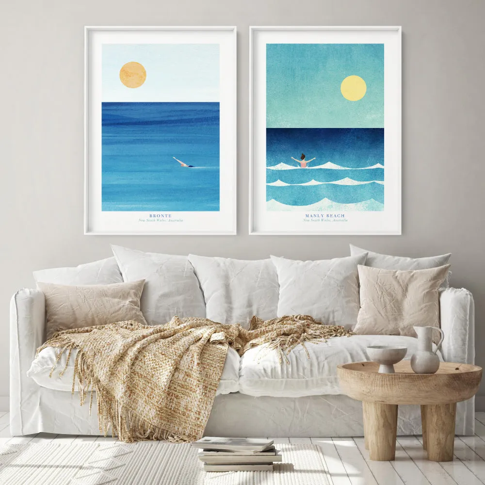 Bronte Beach Illustration - Art Print by Henry Rivers