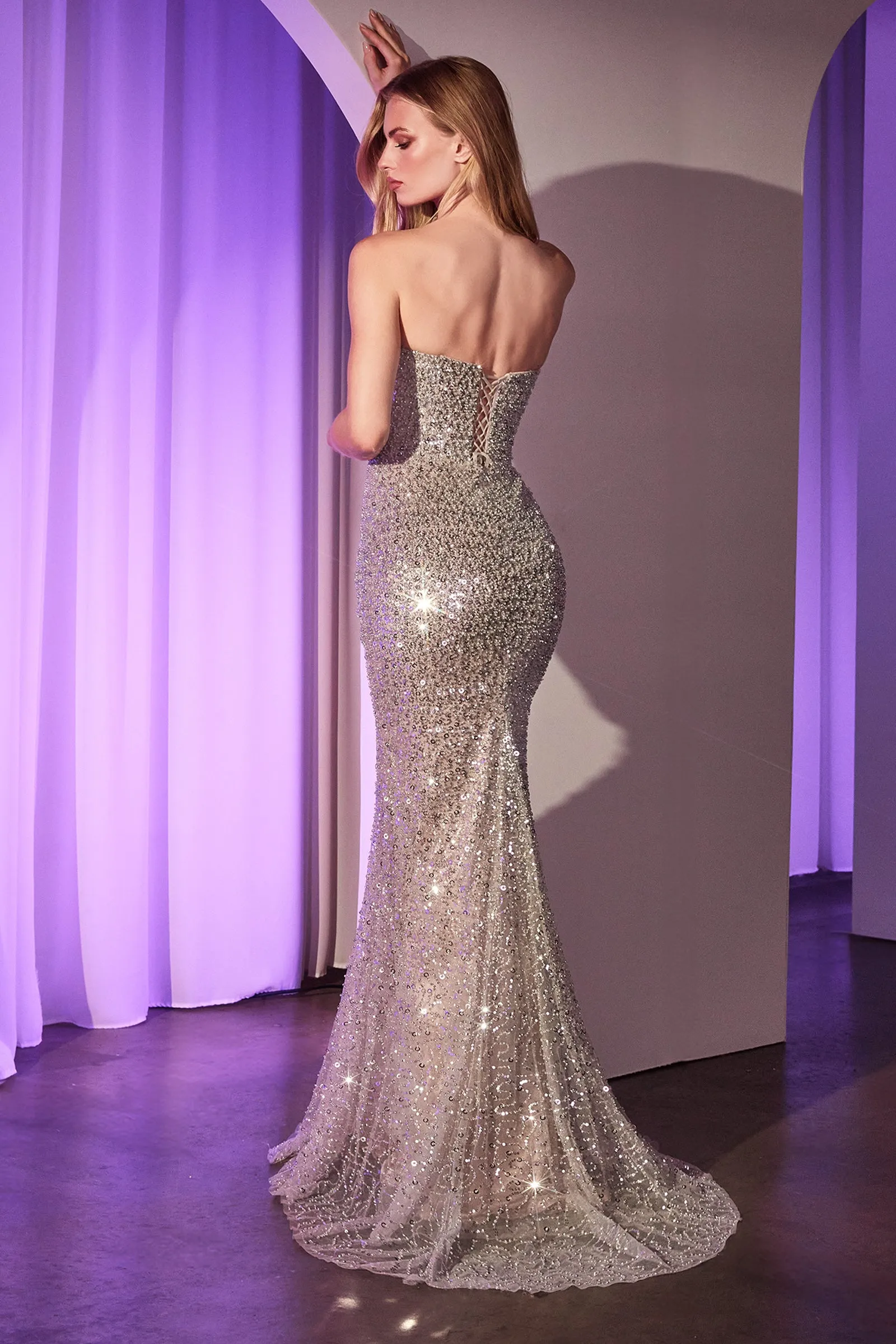 CINDERELLA DIVINE CC385 Fully Beaded Strapless Gown