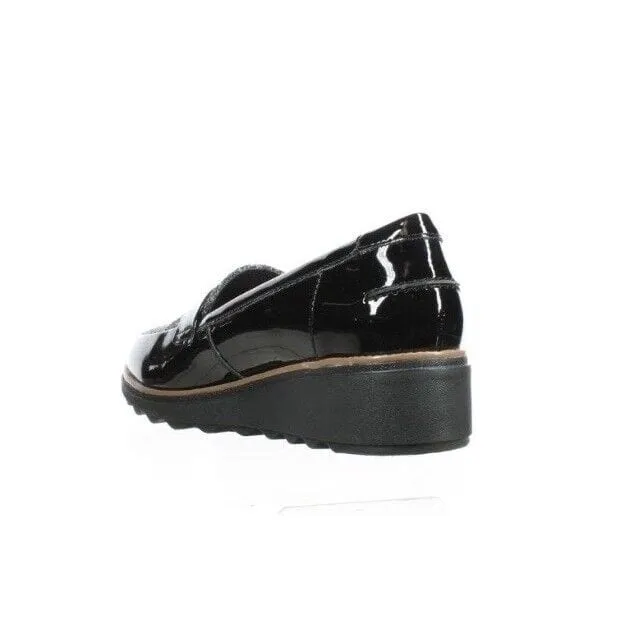 Clarks Women's Sharon Gracie Wedge Penny Loafers- Black Interest