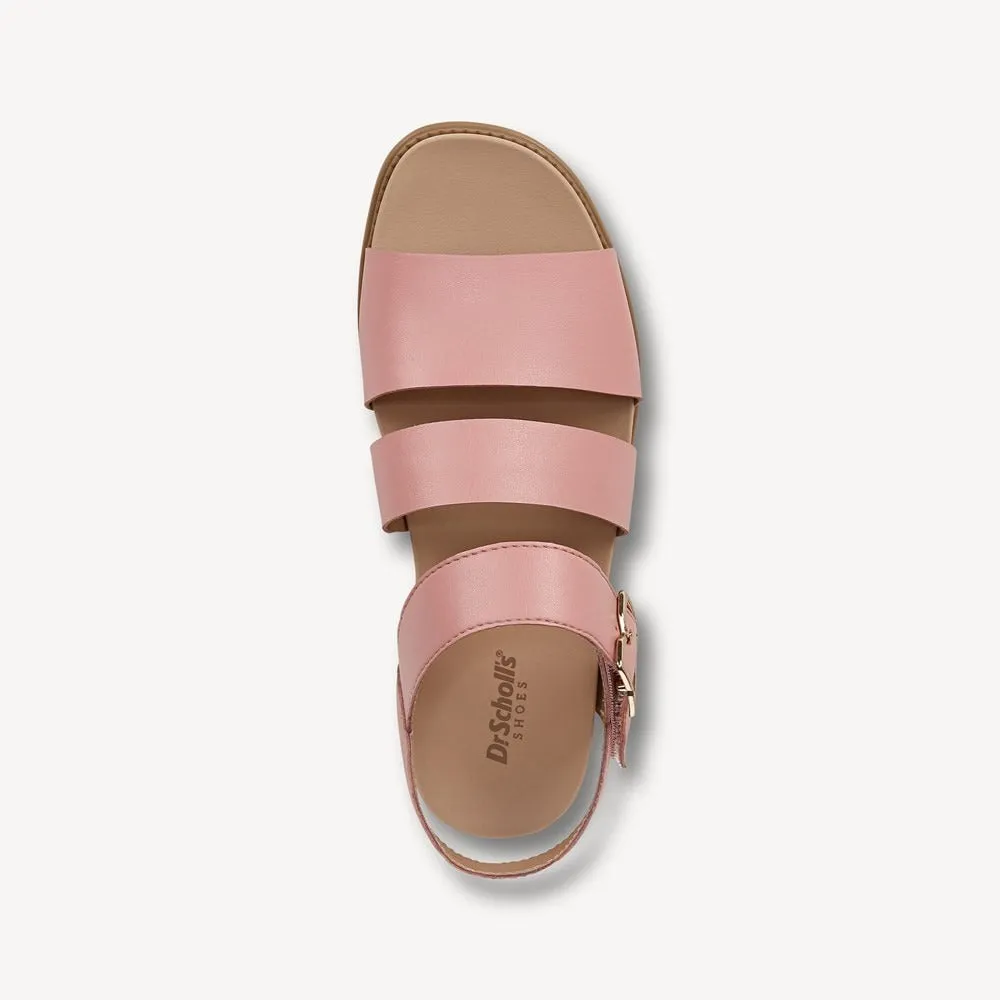 Dr. Scholl's Island Glow Rose Pink Ankle Strap Rounded Open Toe Flats Sandals