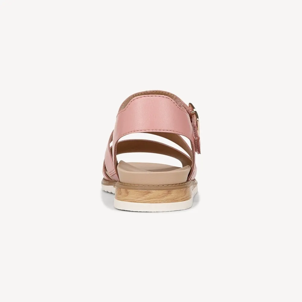 Dr. Scholl's Island Glow Rose Pink Ankle Strap Rounded Open Toe Flats Sandals