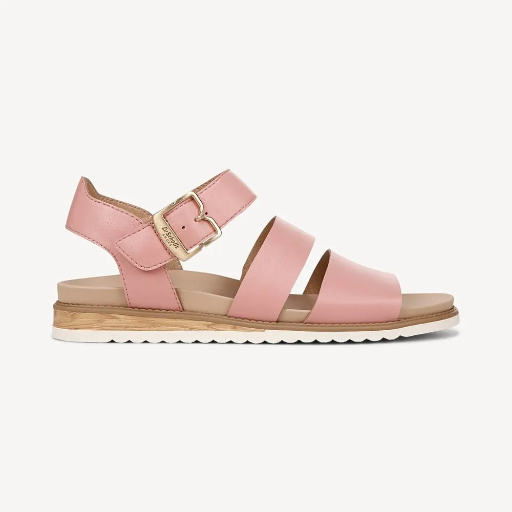 Dr. Scholl's Island Glow Rose Pink Ankle Strap Rounded Open Toe Flats Sandals