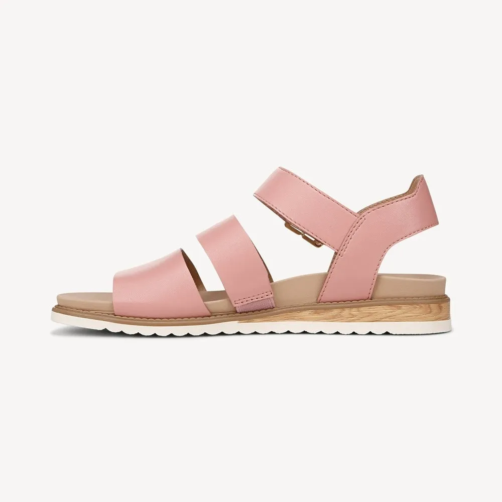 Dr. Scholl's Island Glow Rose Pink Ankle Strap Rounded Open Toe Flats Sandals