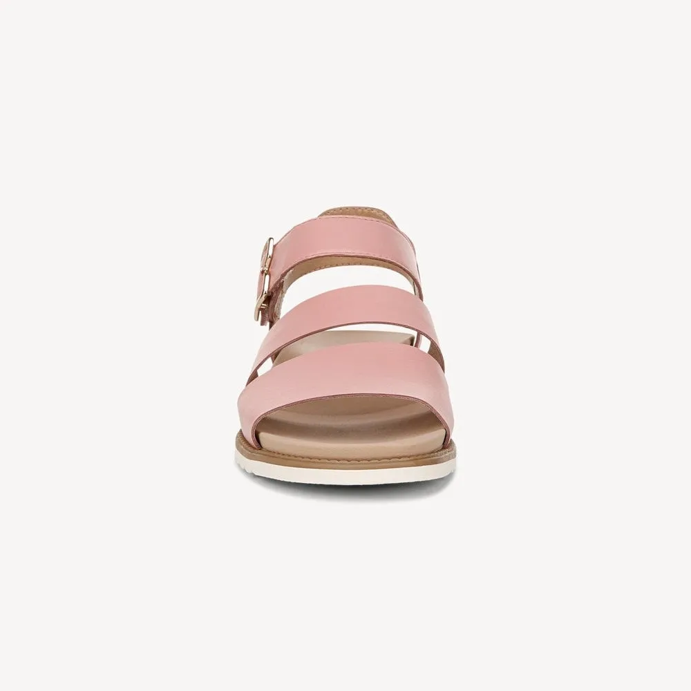 Dr. Scholl's Island Glow Rose Pink Ankle Strap Rounded Open Toe Flats Sandals