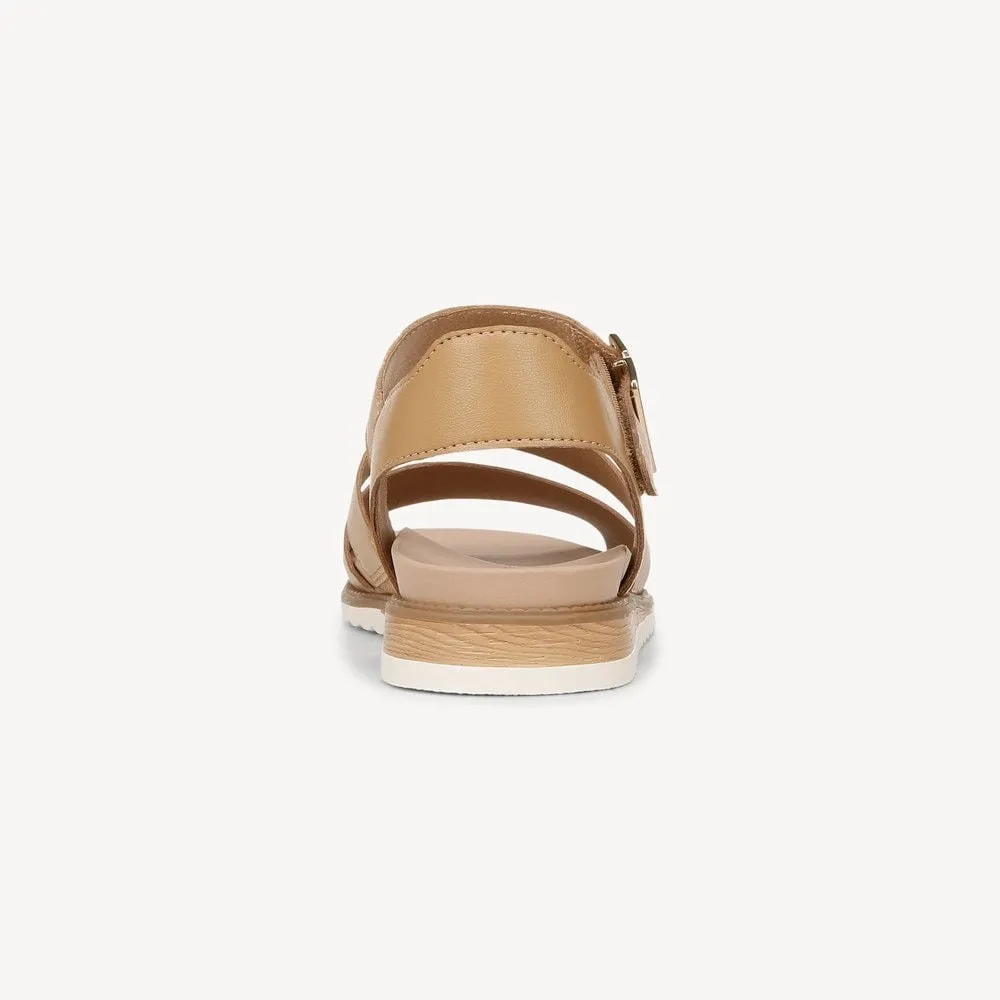 Dr. Scholl's Island Glow Warm Tan Ankle Strap Rounded Open Toe Flats Sandals