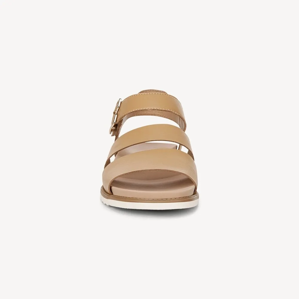Dr. Scholl's Island Glow Warm Tan Ankle Strap Rounded Open Toe Flats Sandals