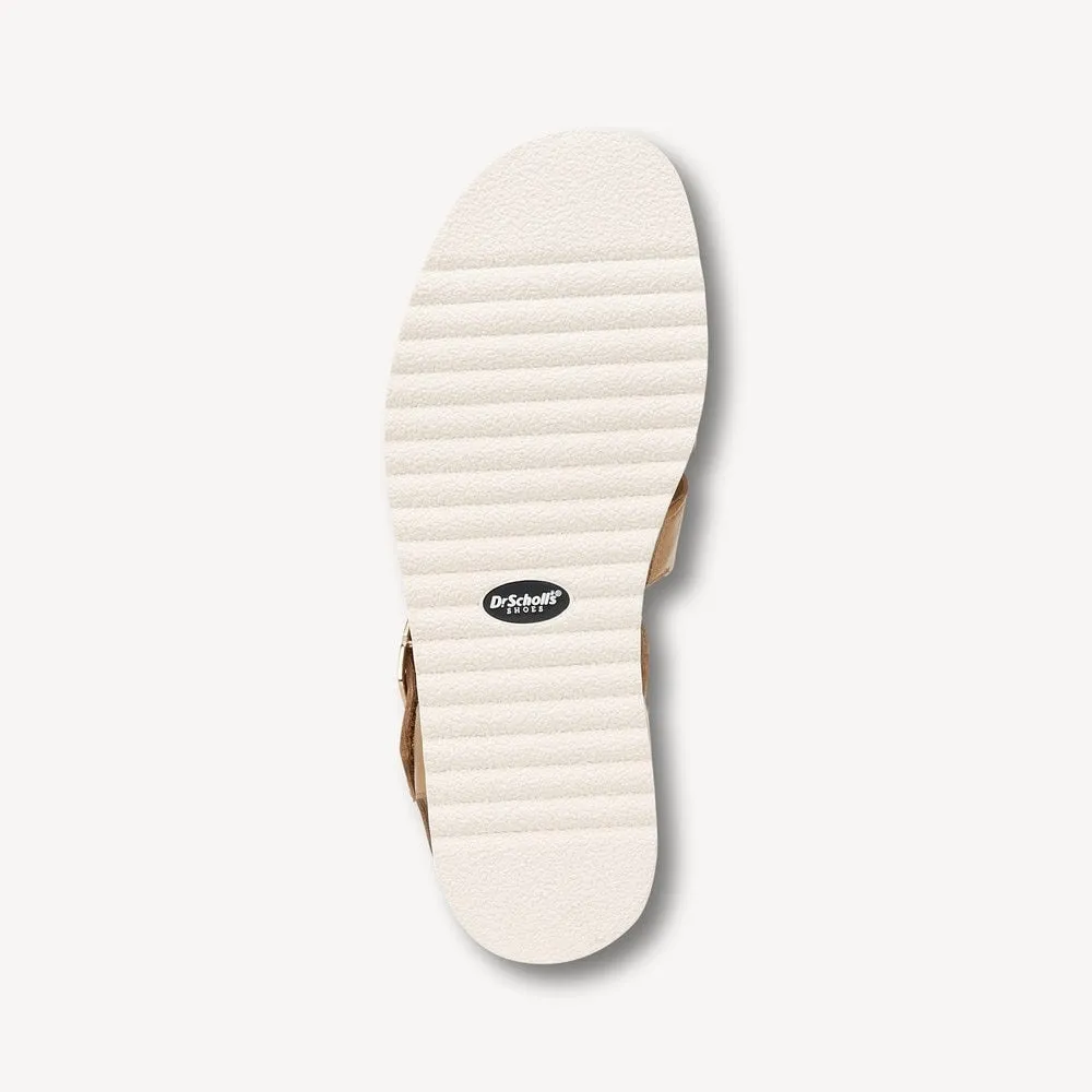 Dr. Scholl's Island Glow Warm Tan Ankle Strap Rounded Open Toe Flats Sandals
