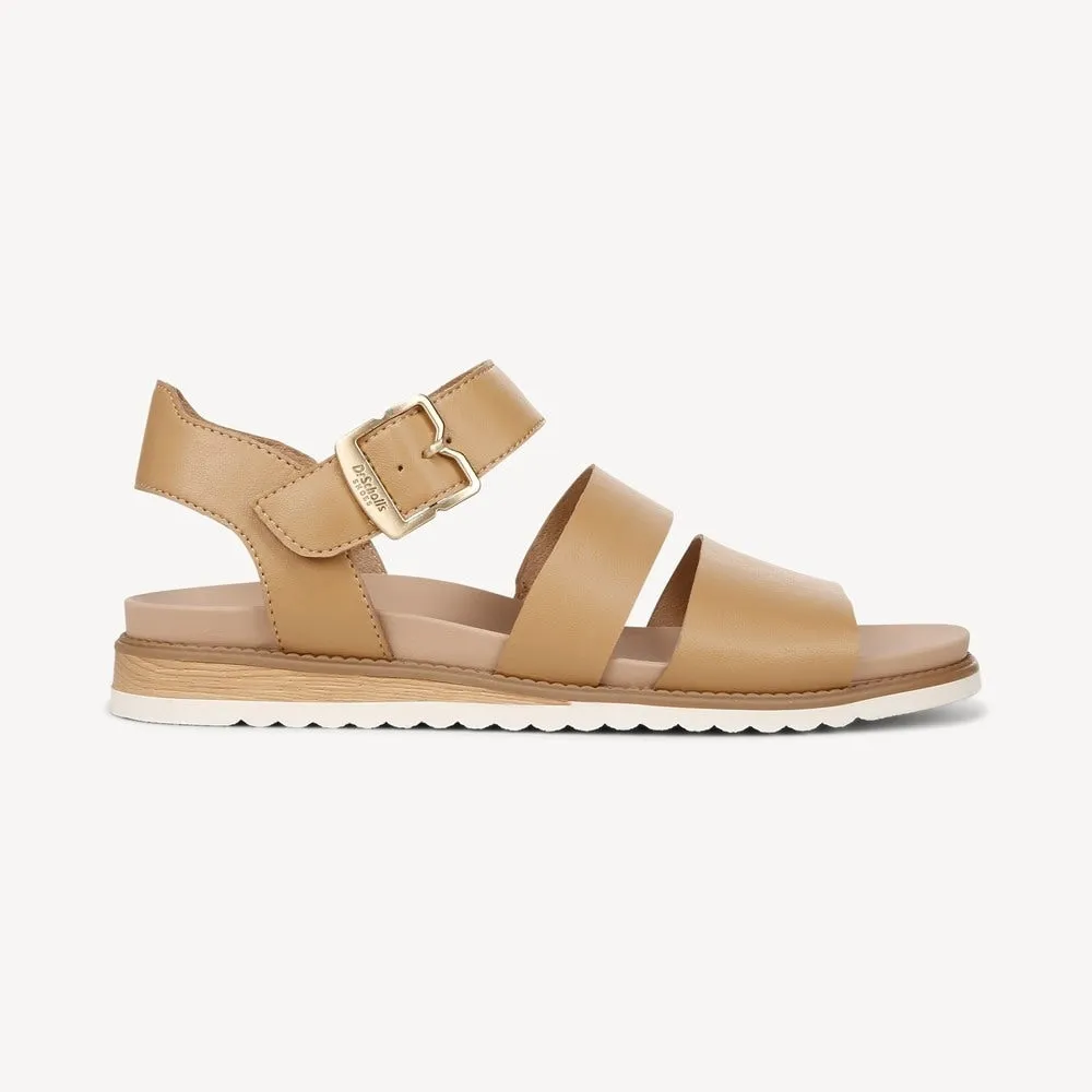 Dr. Scholl's Island Glow Warm Tan Ankle Strap Rounded Open Toe Flats Sandals