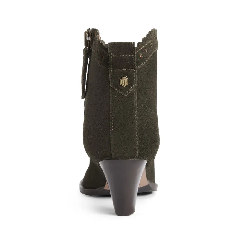 Fairfax & Favor Regina Ladies Suede Ankle Boot - Moss Green