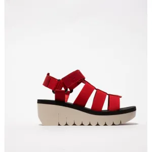 Fly London Women's YOJI198FLY Strap Sandals Lipstick Red