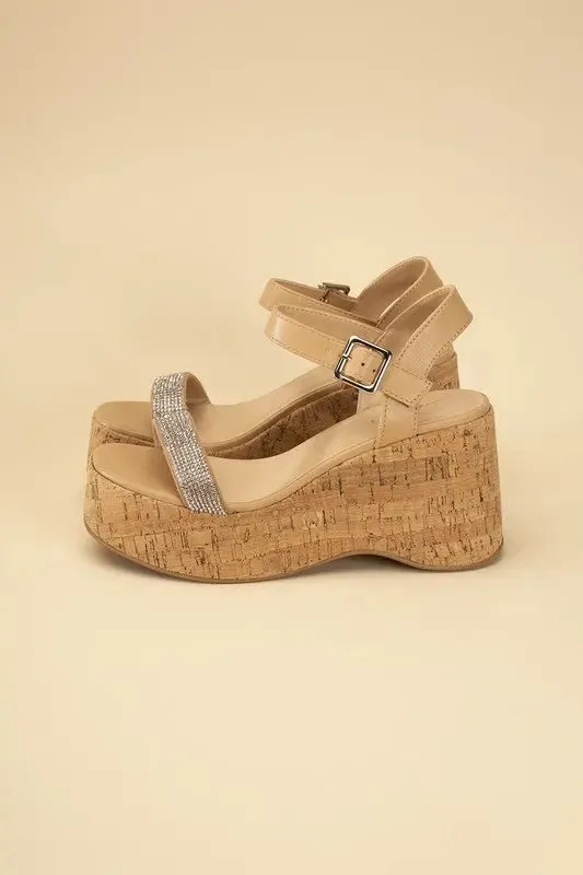 FRAYA-S Rhinestone Strap Sandals