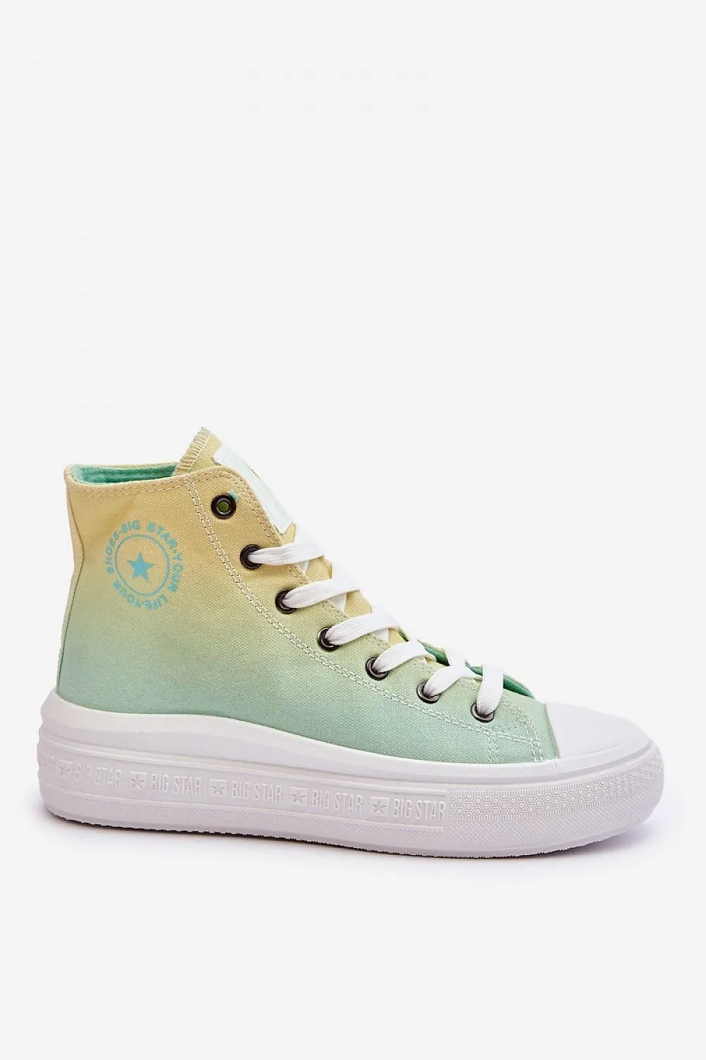 High-Top Big Star Green Gradient Sneakers