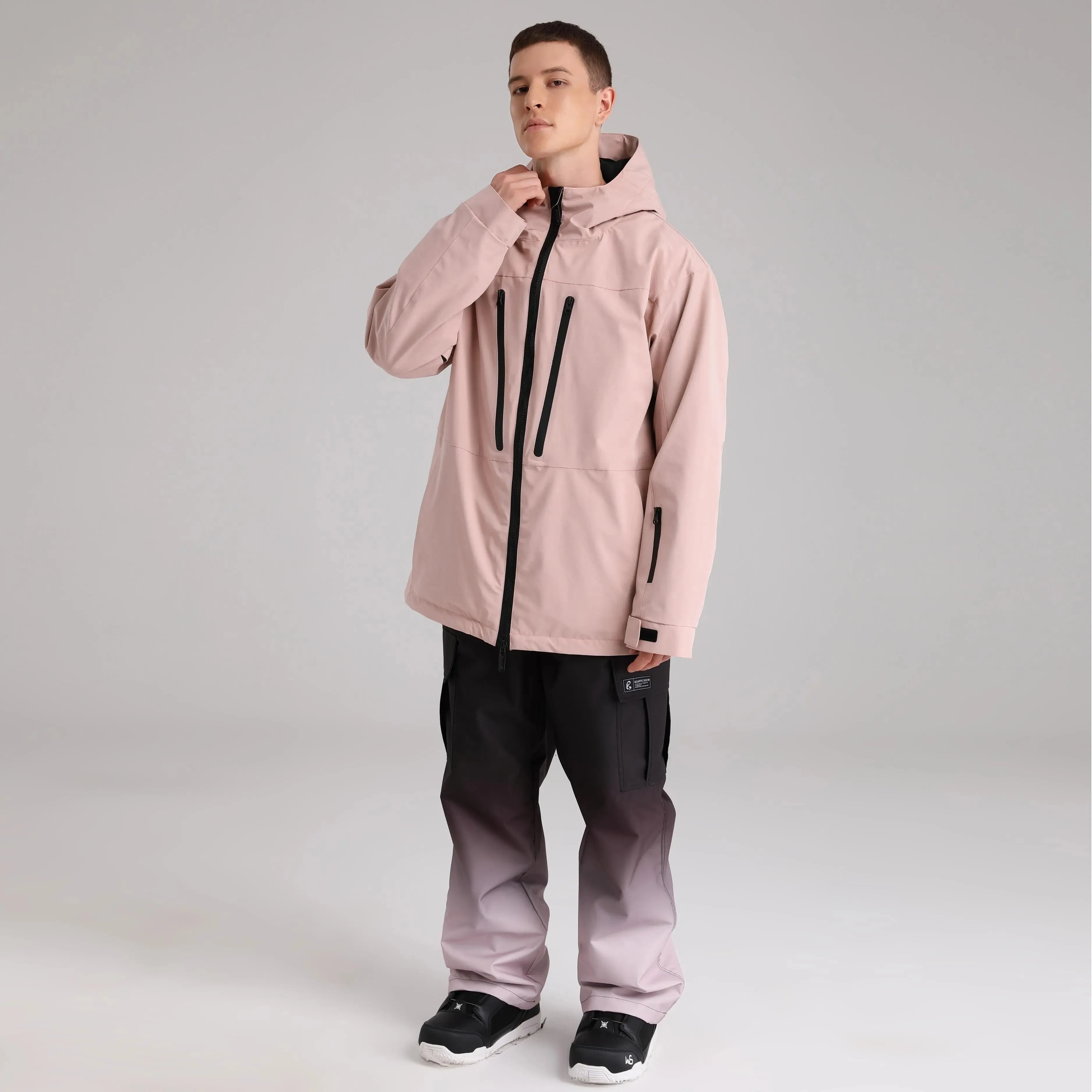 HOTIAN Men Zip Windbreaker Hooded Ski Shell Jacket
