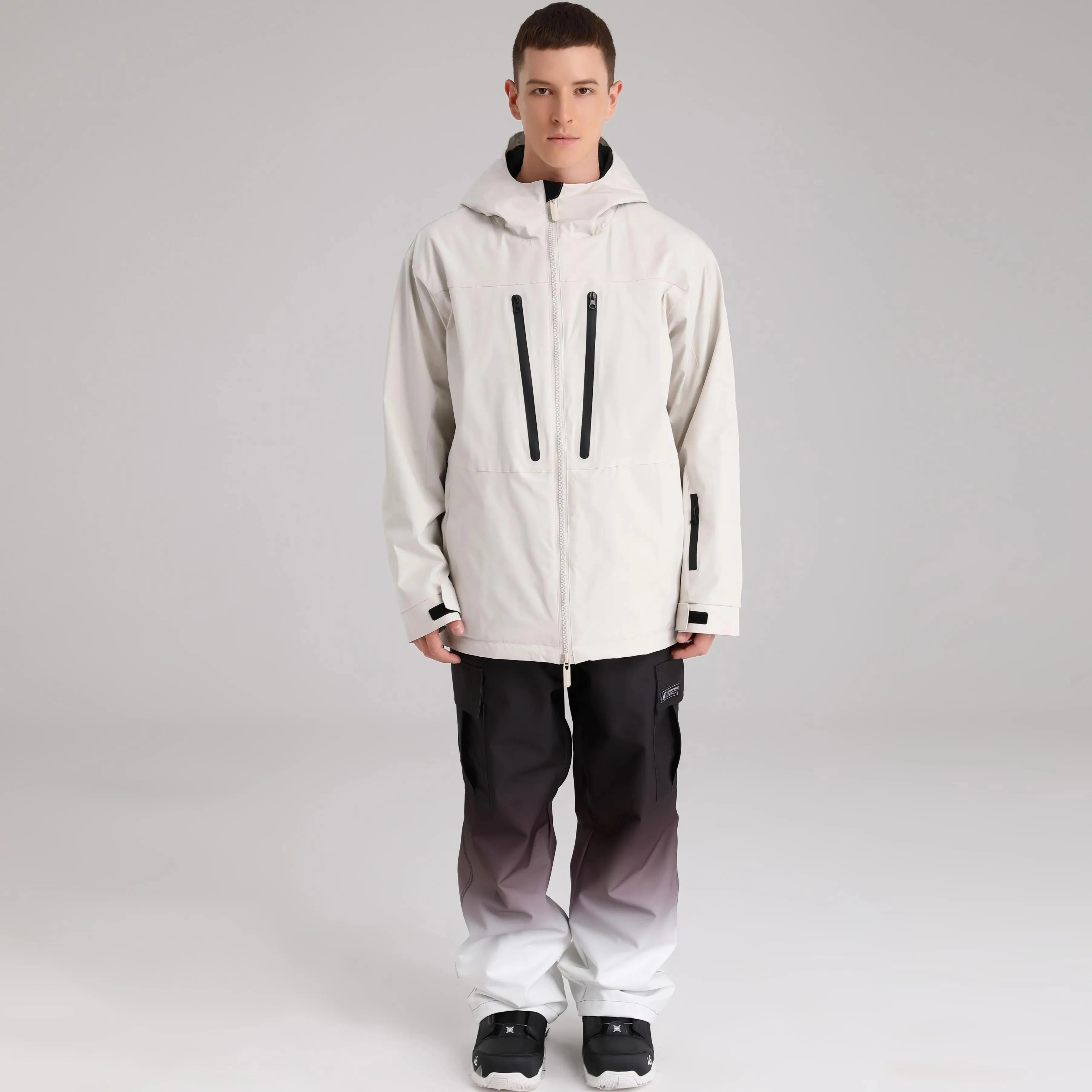 HOTIAN Men Zip Windbreaker Hooded Ski Shell Jacket