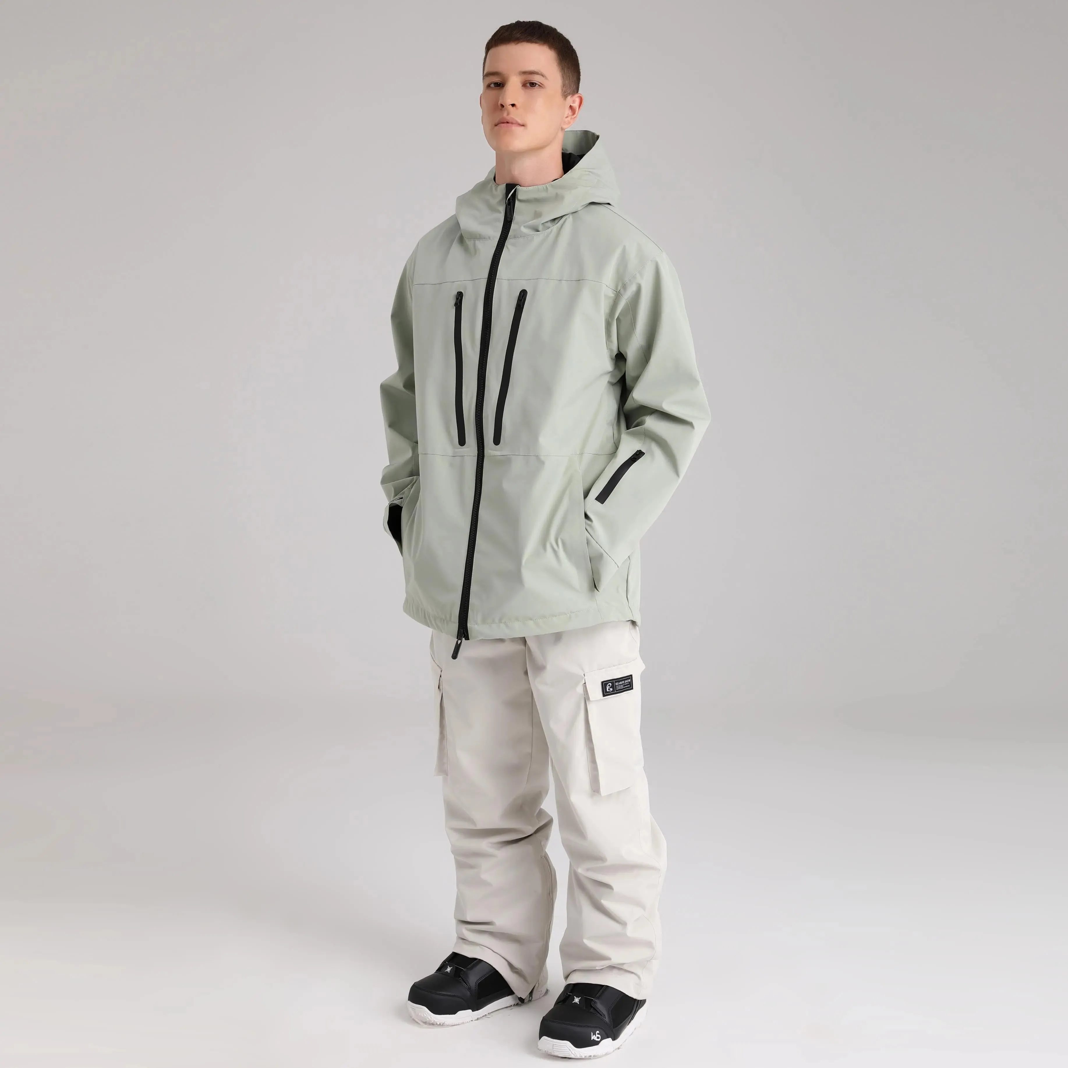 HOTIAN Men Zip Windbreaker Hooded Ski Shell Jacket