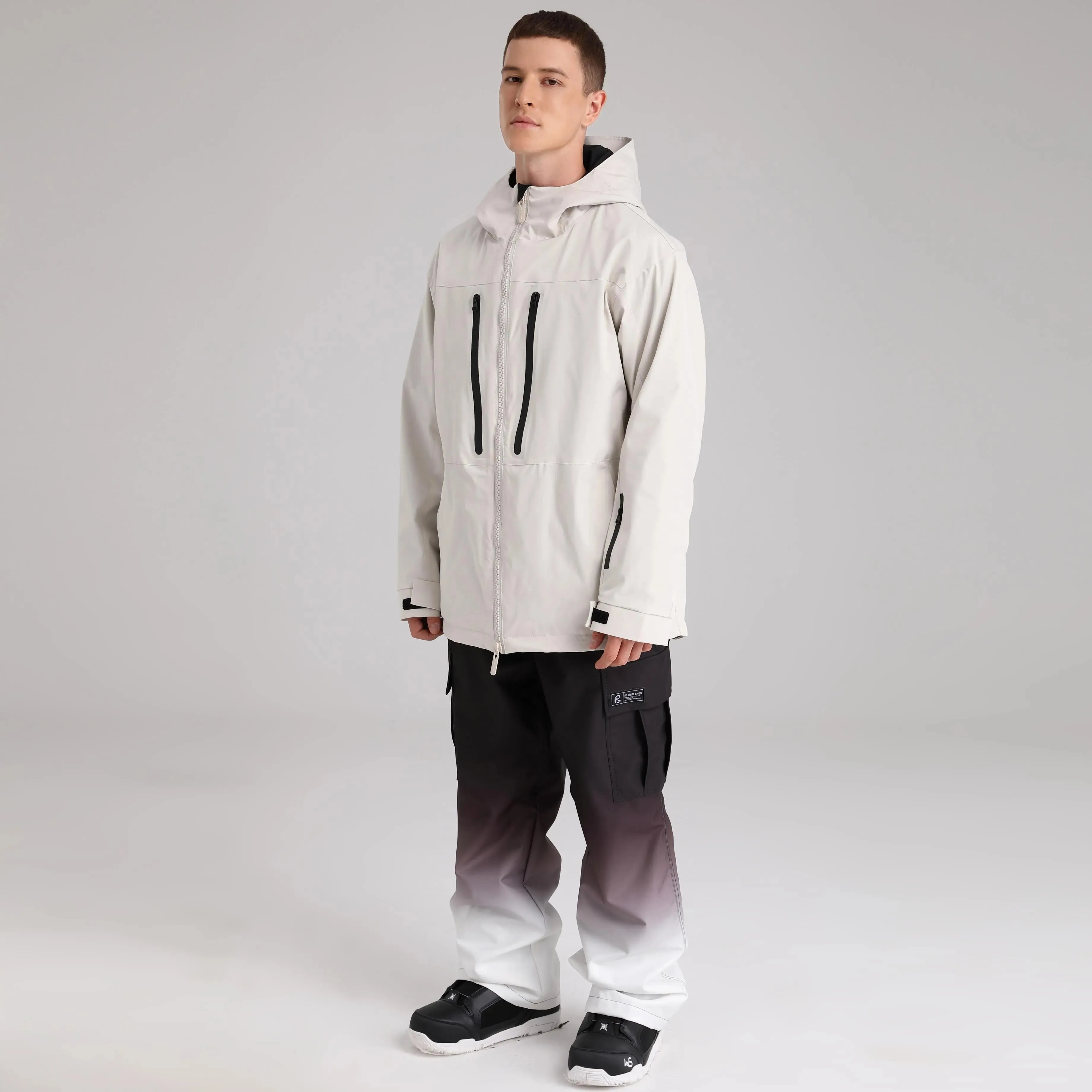 HOTIAN Men Zip Windbreaker Hooded Ski Shell Jacket