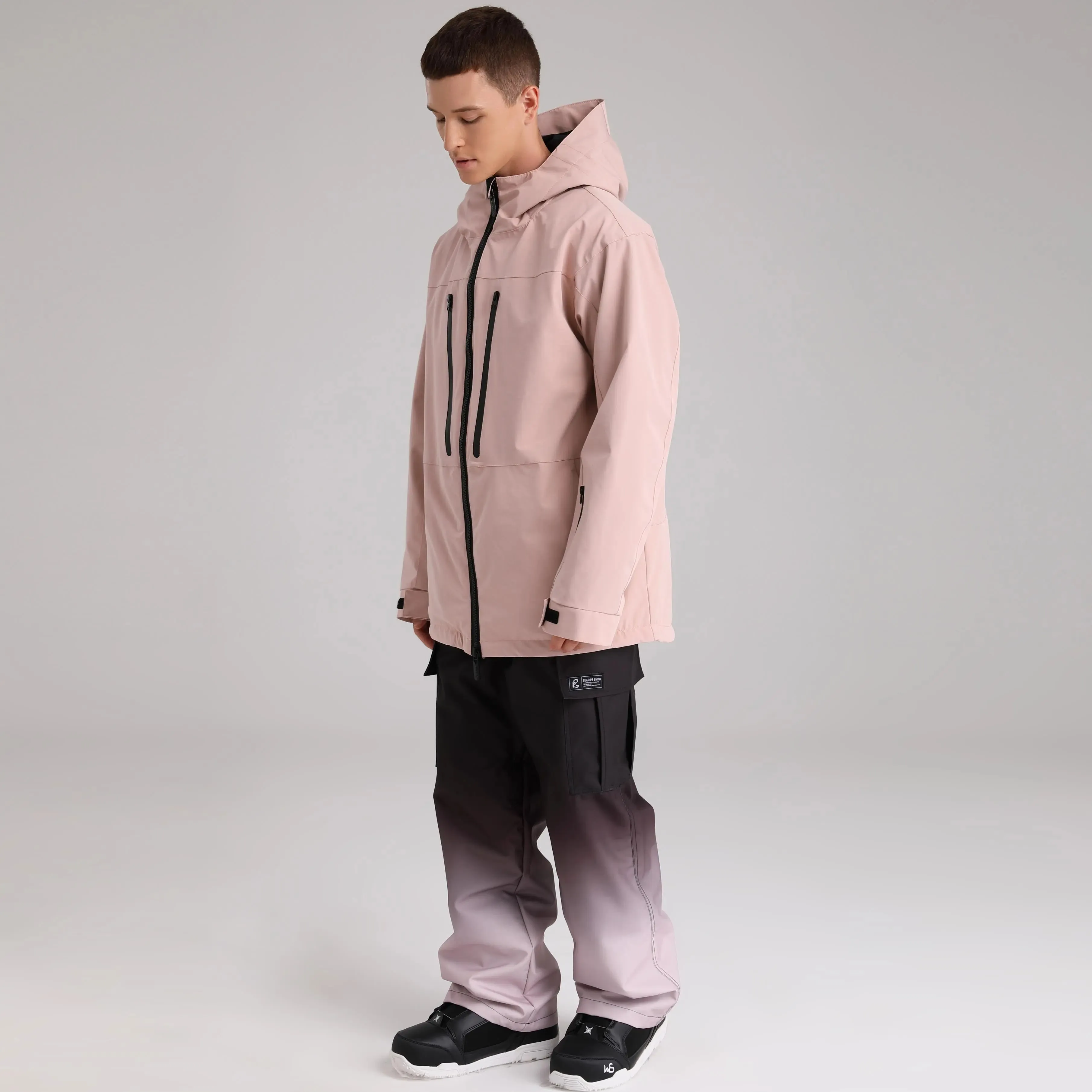 HOTIAN Men Zip Windbreaker Hooded Ski Shell Jacket