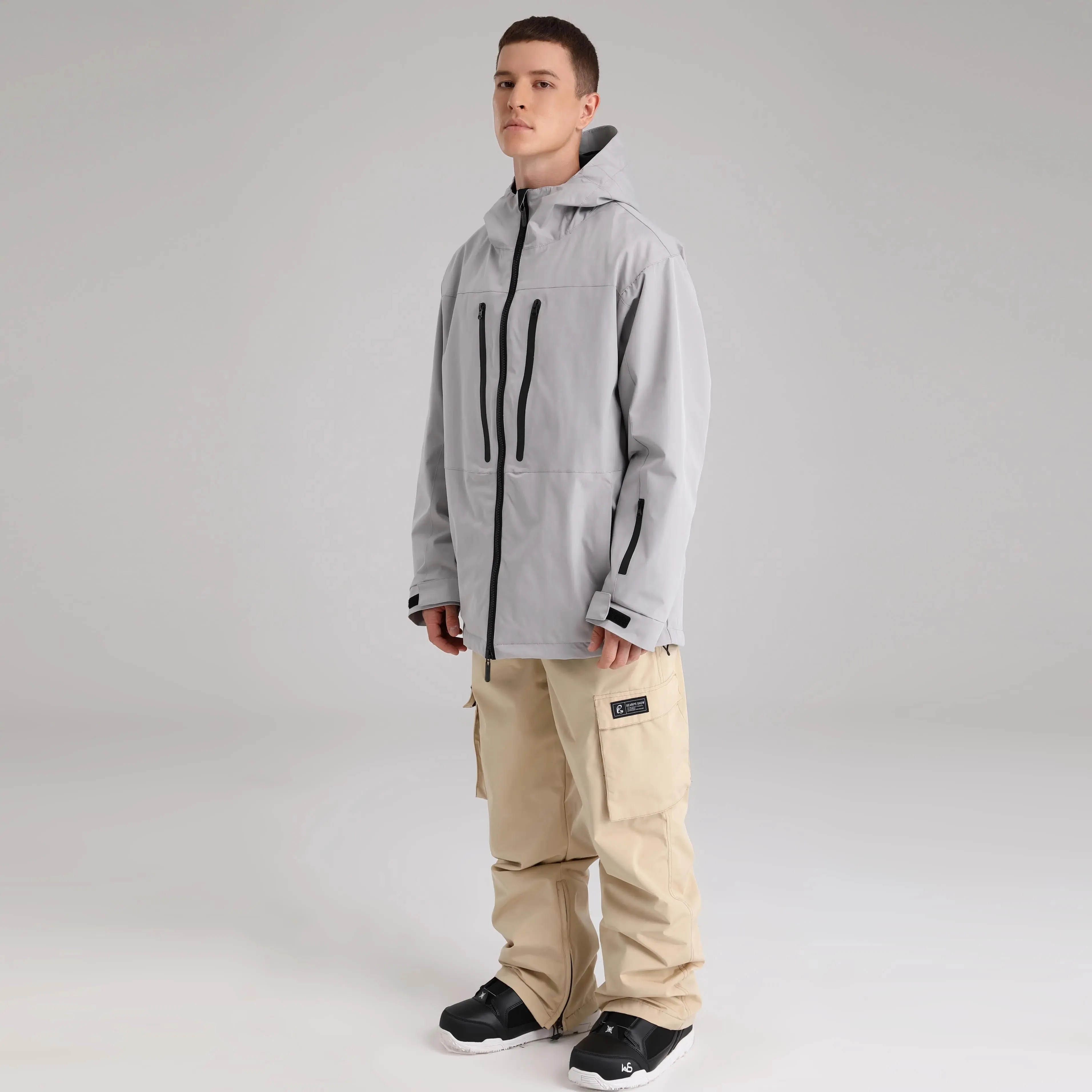 HOTIAN Men Zip Windbreaker Hooded Ski Shell Jacket