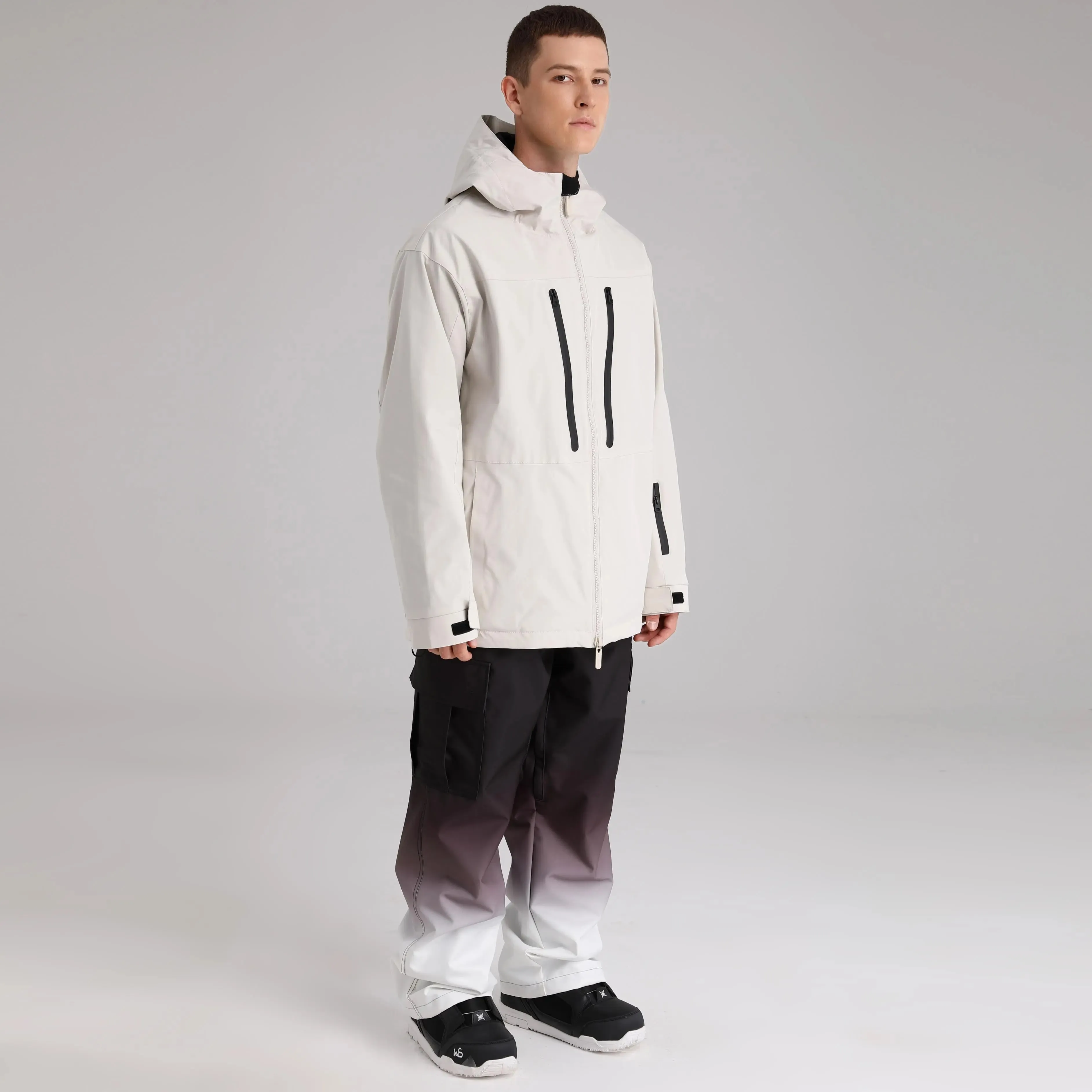 HOTIAN Men Zip Windbreaker Hooded Ski Shell Jacket