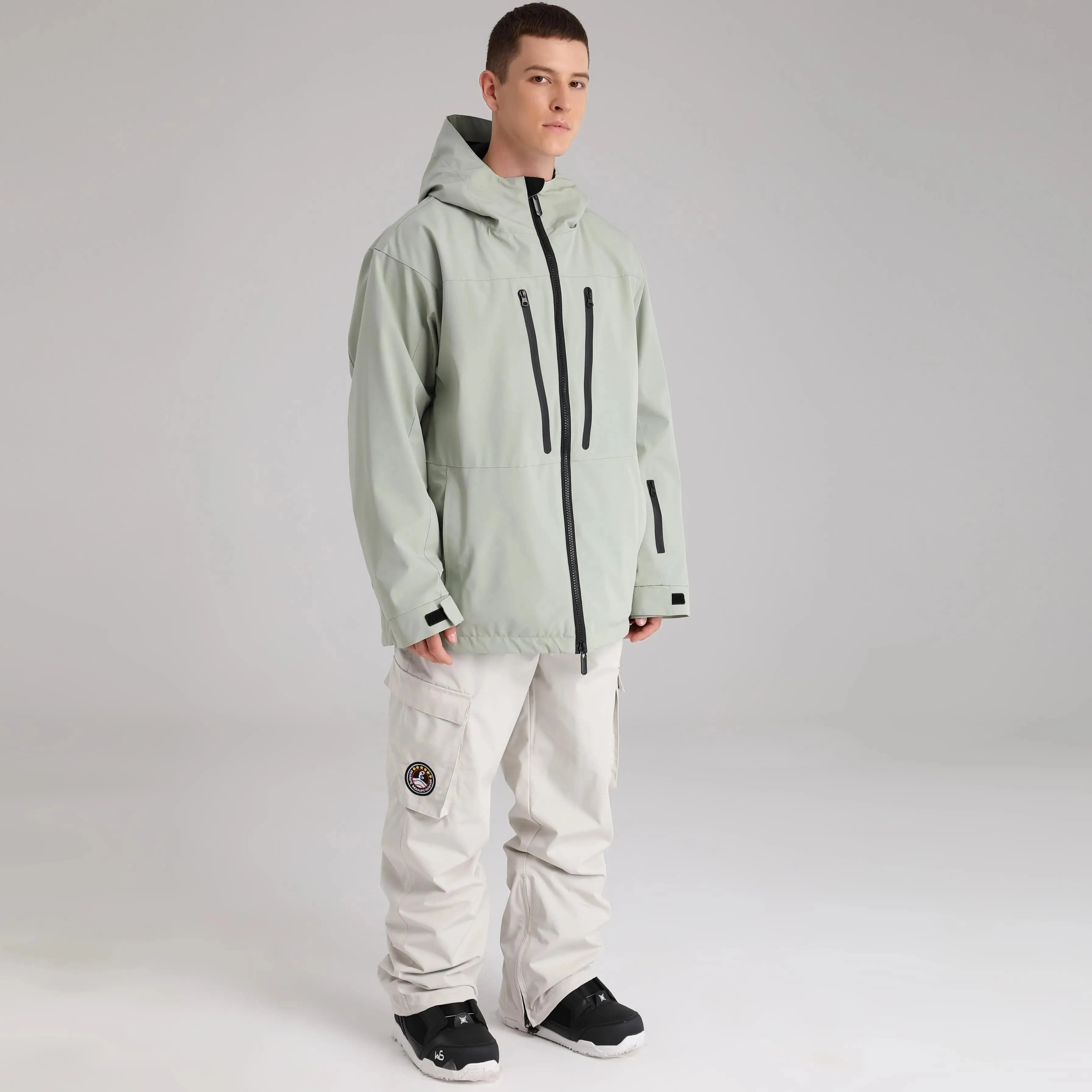 HOTIAN Men Zip Windbreaker Hooded Ski Shell Jacket