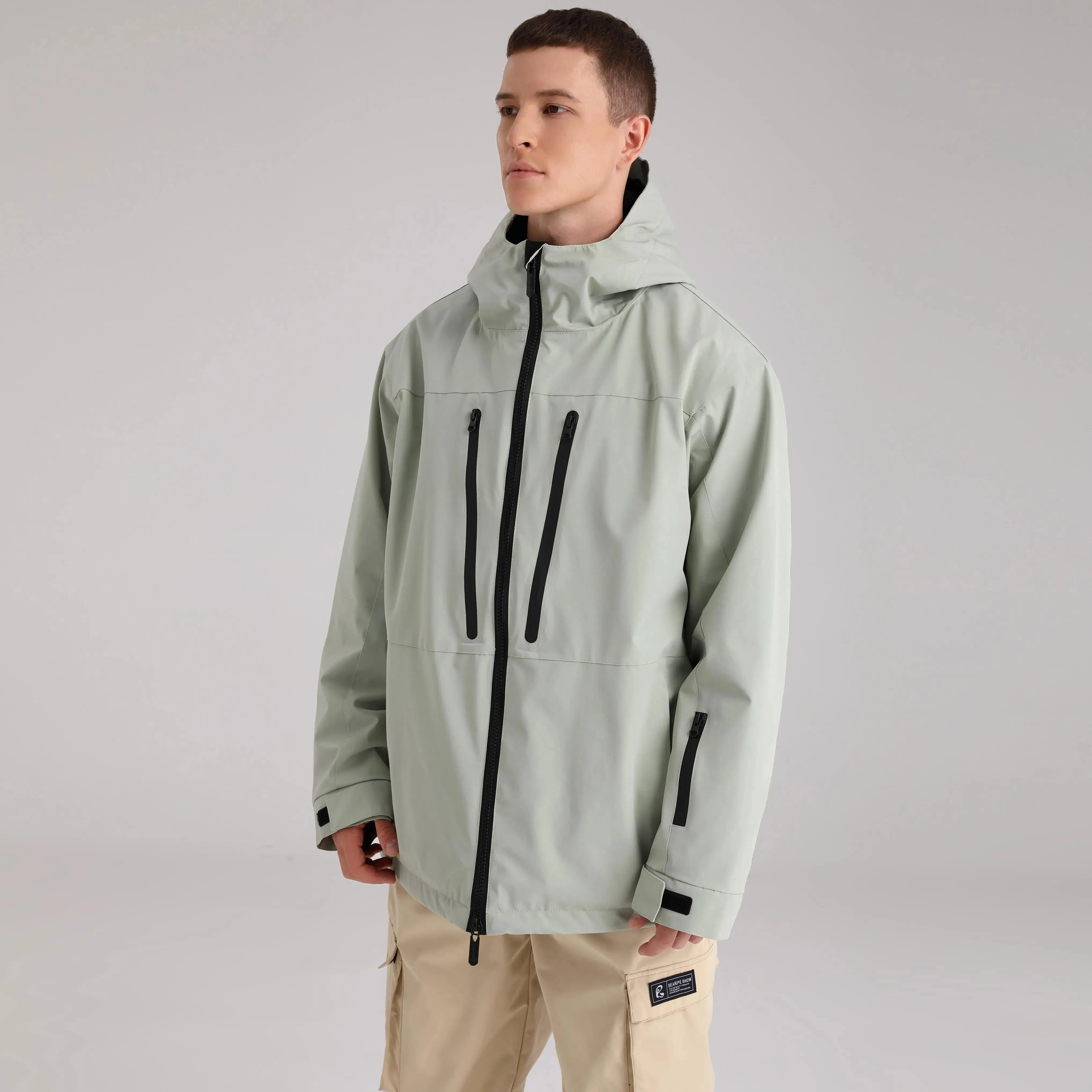 HOTIAN Men Zip Windbreaker Hooded Ski Shell Jacket