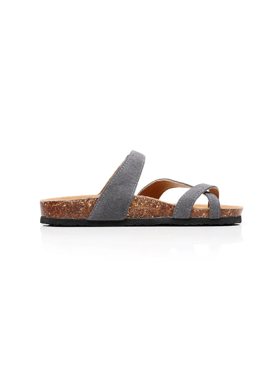 Maibulun | Grey Buckle-Accent Suede Upper Sandal