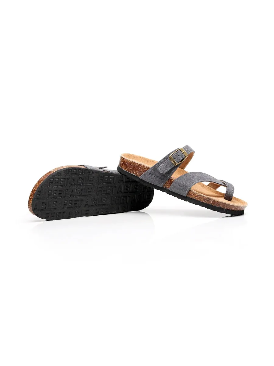 Maibulun | Grey Buckle-Accent Suede Upper Sandal
