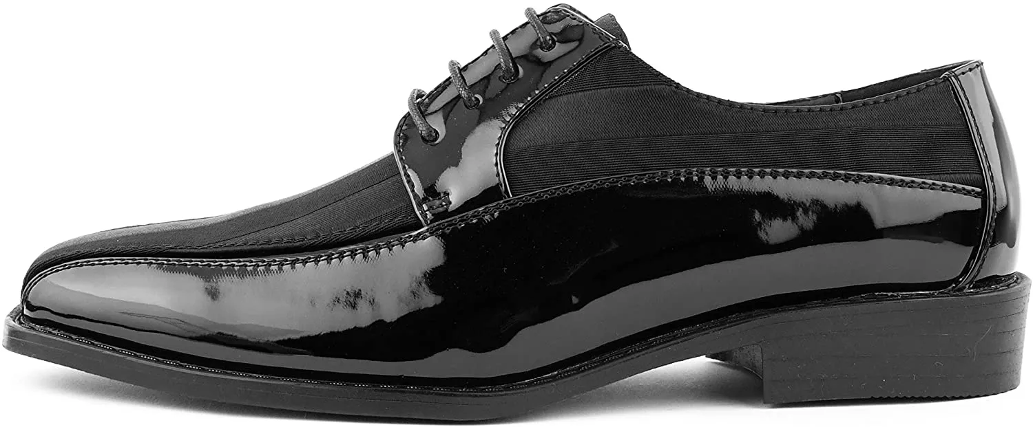 Men's Formal Black Satin Lace Up Dress Shoes