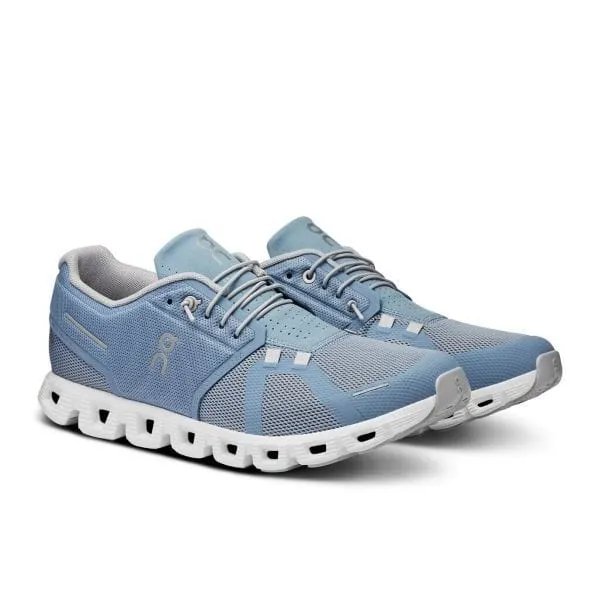 On Cloud Men's Cloud 5 Running Shoes- Chambray/White
