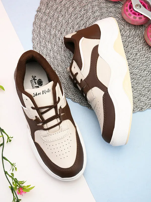 SHOE BLATE Sneakers For Women (Brown , 5)