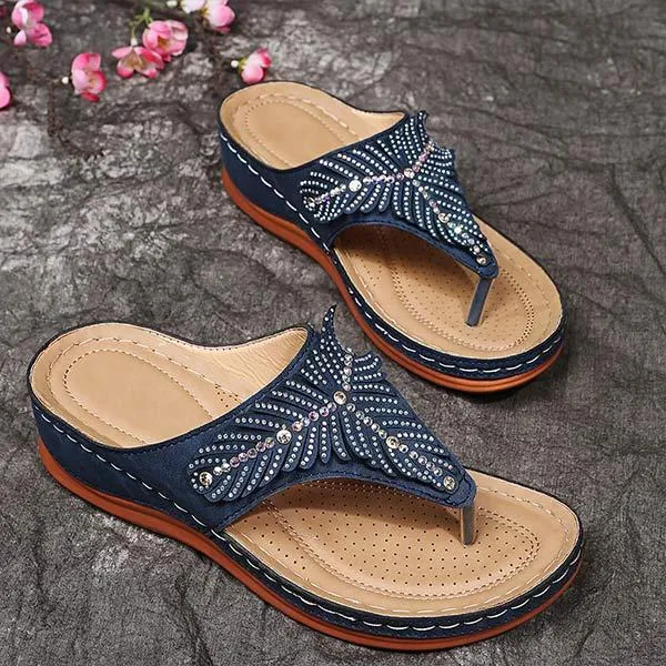Women'S Flip Flop Flat Rhinestone Slippers 91919499C
