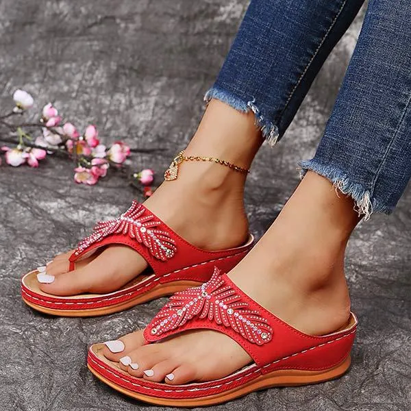 Women'S Flip Flop Flat Rhinestone Slippers 91919499C