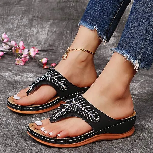 Women'S Flip Flop Flat Rhinestone Slippers 91919499C