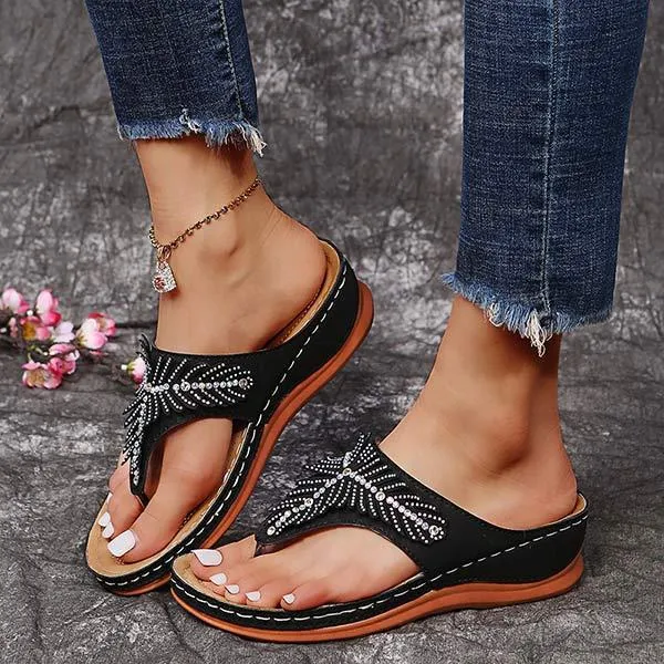 Women'S Flip Flop Flat Rhinestone Slippers 91919499C