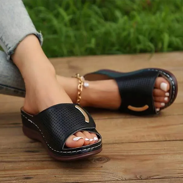 Women's Thick Sole Hollow-Out Slide Sandals 34455536C