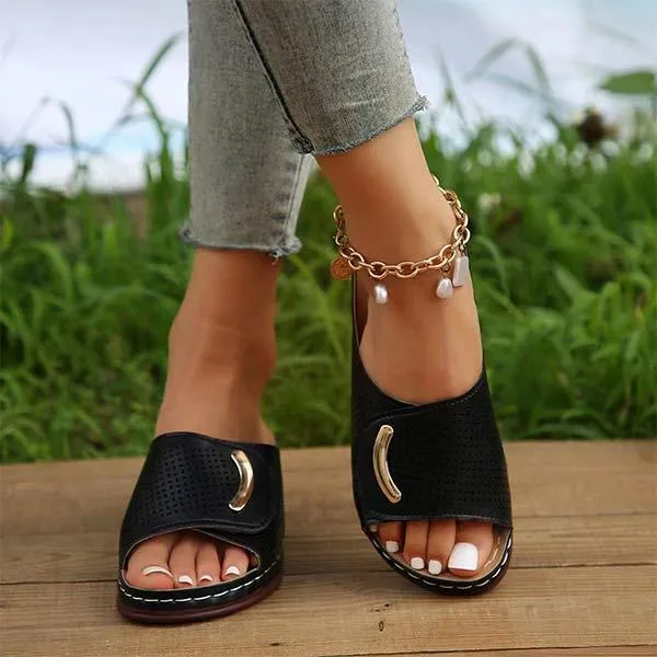 Women's Thick Sole Hollow-Out Slide Sandals 34455536C