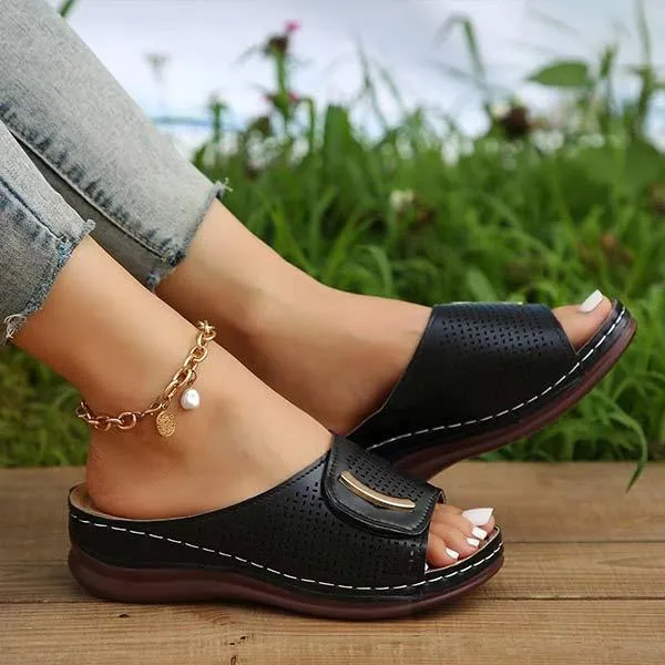 Women's Thick Sole Hollow-Out Slide Sandals 34455536C
